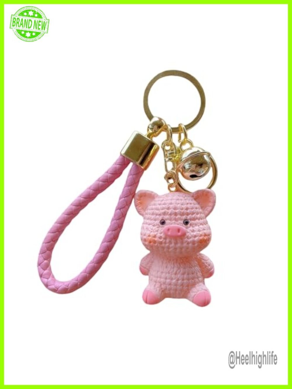 Kawaii Pink Pig Keychain Resin Bag Charm Wrist Strap Lobster Clasp